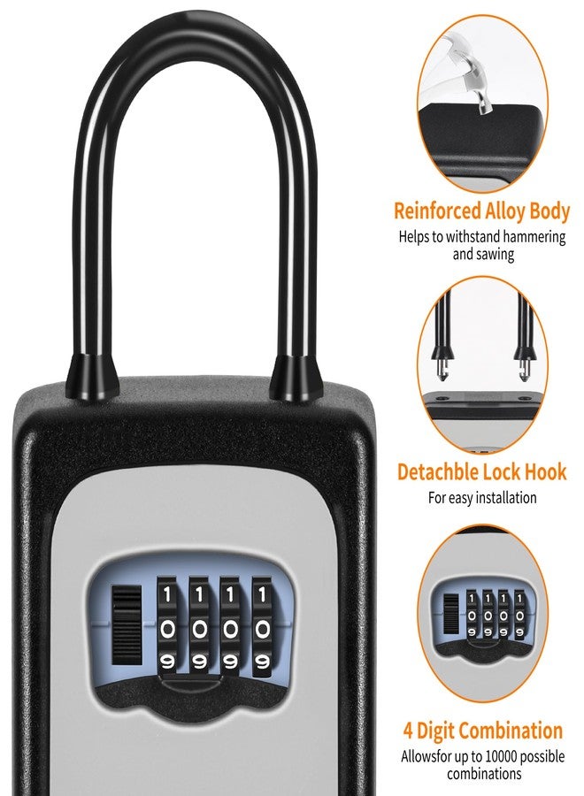 Fayleeko Portable Key Lock Box, Upgrade Clearly Visible Numbers, Lock Box Wall Mounted for House Key, 5 Key Capacity, Weatherproof Resettable Code (4 Pack, Grey) - Image 5