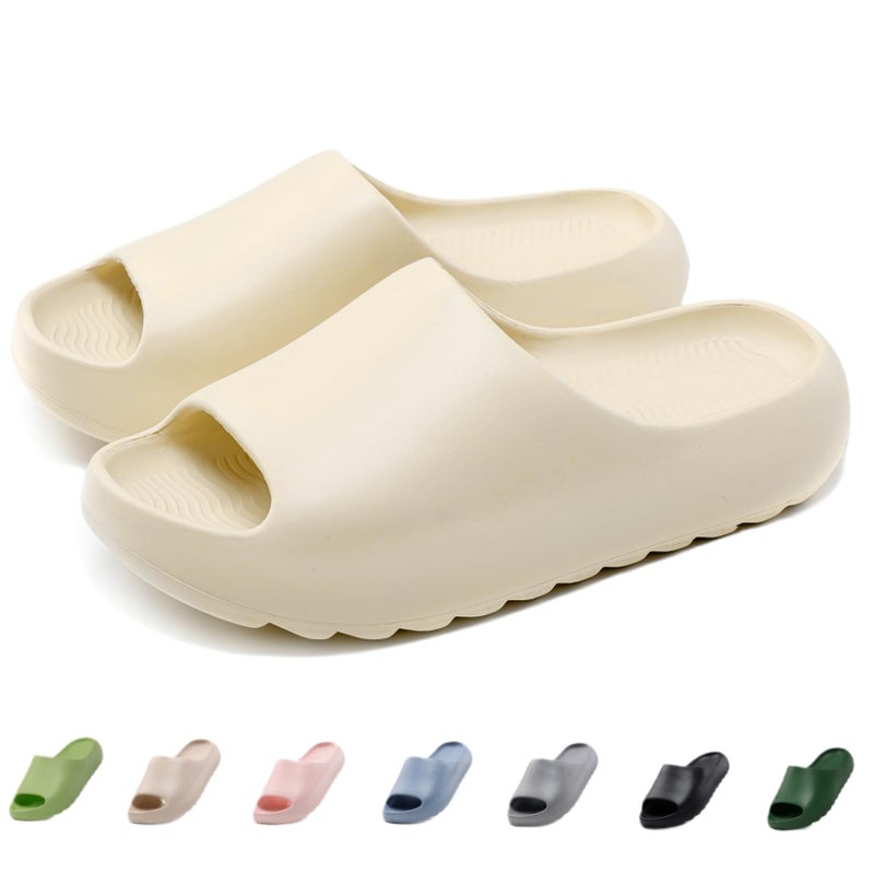 Cushioned Non-Slip Waterproof EVA Slides for Women Men and Kids, Soft Thick Sole Shower Sandals - Image 1