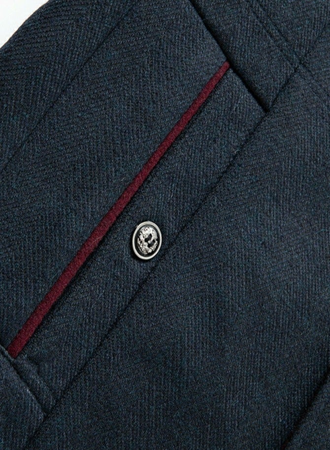 Loquat Mens Casual Suit Blazer Jackets Stand Collar Lightweight Lined Coats Business Coats Navy Blue  - Image 4