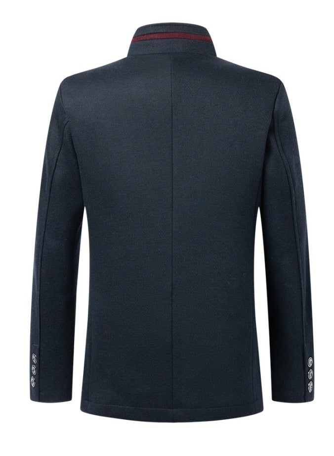 Loquat Mens Casual Suit Blazer Jackets Stand Collar Lightweight Lined Coats Business Coats Navy Blue  - Image 2