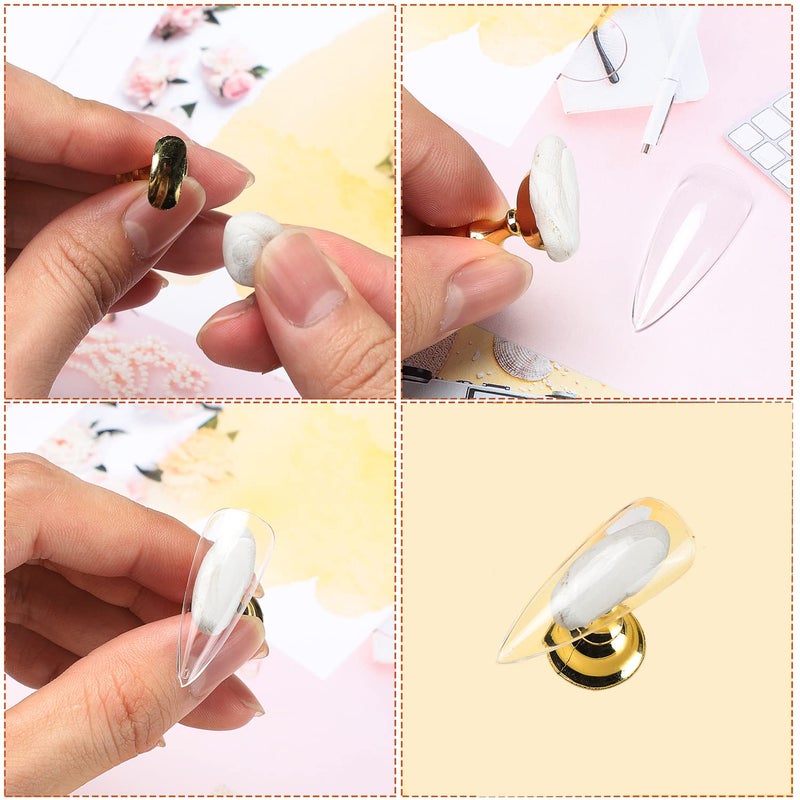 Etercycle Acrylic Nail Display Stand DIY Nail Crystal Holder Magnetic Practice Stands with Reusable Adhesive Putty Clay for False Nail Tip Manicure Tool (2 Sliver) - Image 3