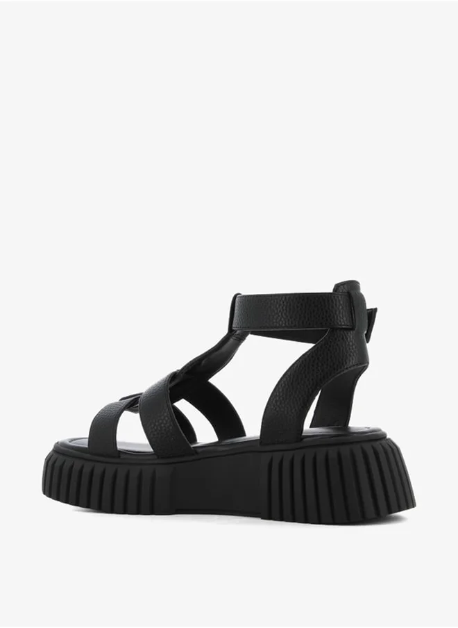 SJ Women's Solid Open Toe Sandals with Buckle Closure