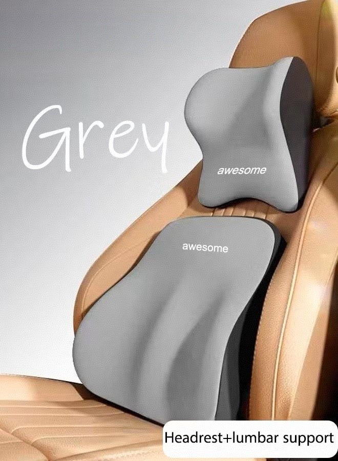 دعم قطني وسادة وسادة الرأس والرقبة للسيارات تصميم مريح الذاكرة القطن مسند الرأس مسند الظهر السيارات وسادة الخصر والرقبة وسادة مكتب الرئاسة غرايوسادة ظهر سيارةمسند سيارة - Image 1