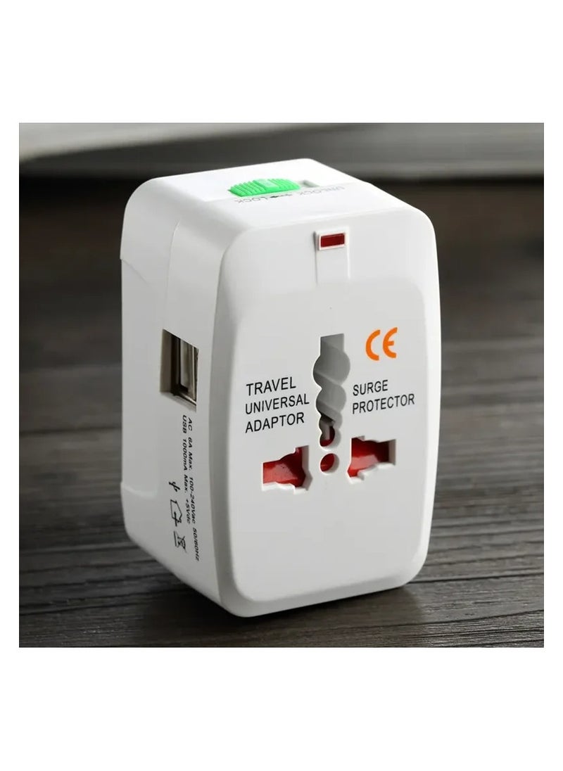 Generic - All-in-One Universal AC Power Converter for Travel, designed for use with multiple plug types, including a USB port for charging various devices efficiently. - Image 1