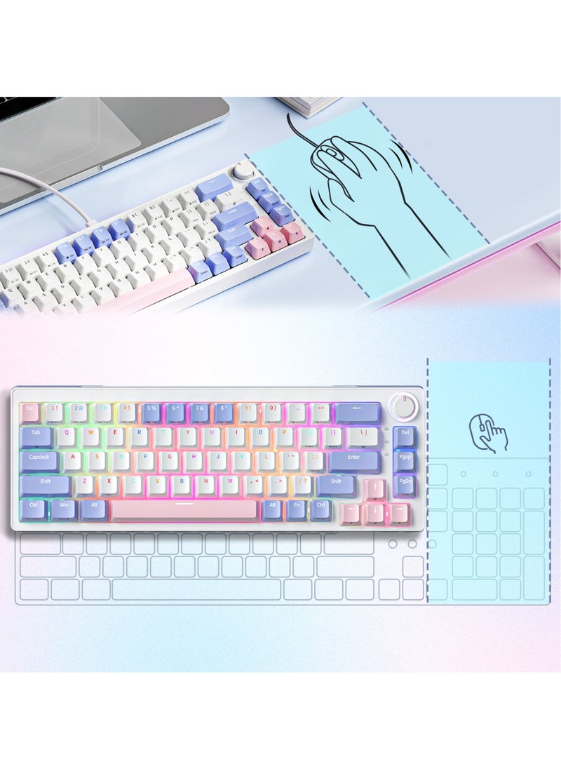 UCHUANG - Mechanical Gaming Keyboard with RGB LED Rainbow Backlit & Side Light Bars, 68 Keys Hot Swappable Yellow Switch, Dedicated Knob Control, USB-C Wired Keyboard for Windows/MacOS/Android PC Gamers - Image 1