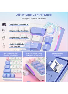 UCHUANG Mechanical Gaming Keyboard with RGB LED Rainbow Backlit & Side Light Bars, 68 Keys Hot Swappable Yellow Switch, Dedicated Knob Control, USB-C Wired Keyboard for Windows/MacOS/Android PC Gamers  - Image 3