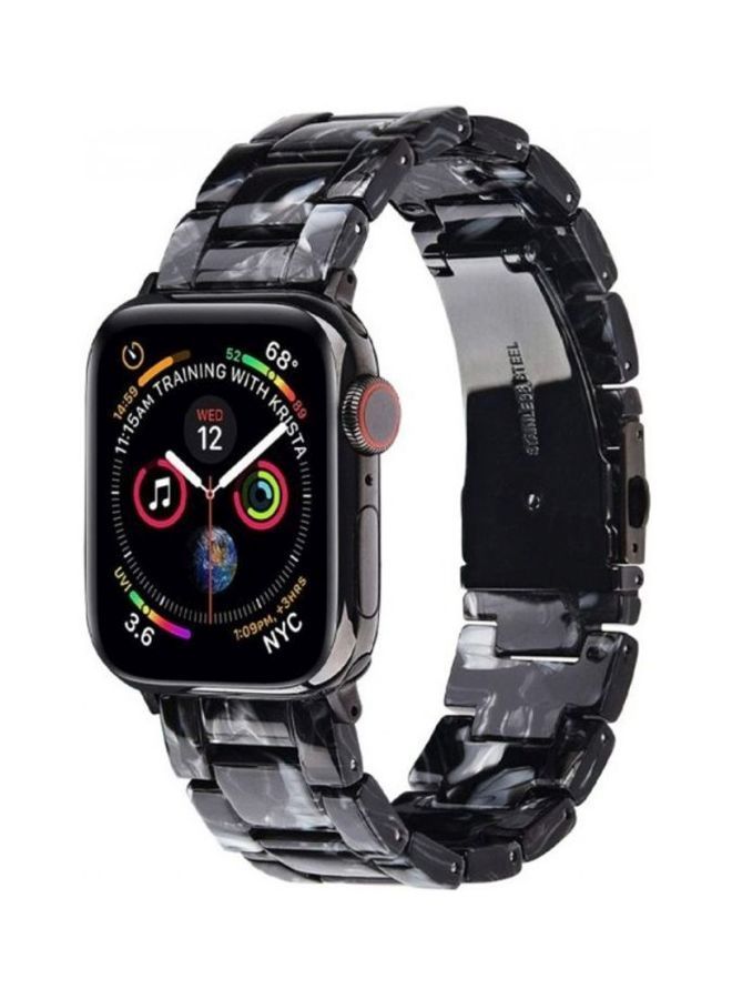 NIBEMINENT Marble Resin Bracelet Band For Apple Watch SE Series 42/44mm Black/White  - Image 1