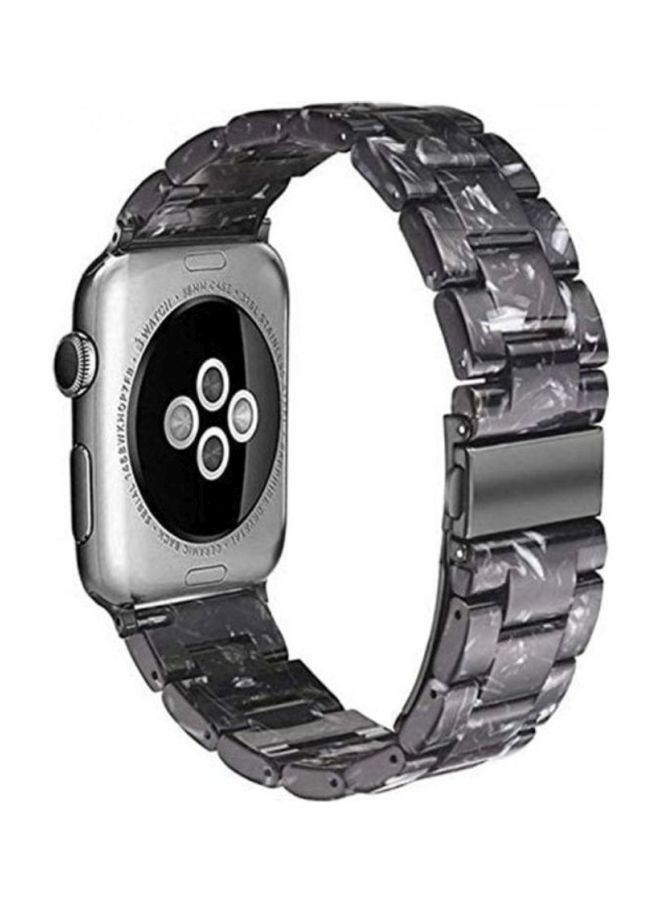 NIBEMINENT Marble Resin Bracelet Band For Apple Watch SE Series 42/44mm Black/White  - Image 2
