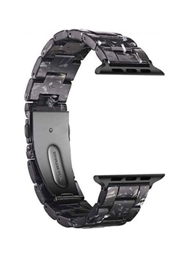 NIBEMINENT Marble Resin Bracelet Band For Apple Watch SE Series 42/44mm Black/White  - Image 3