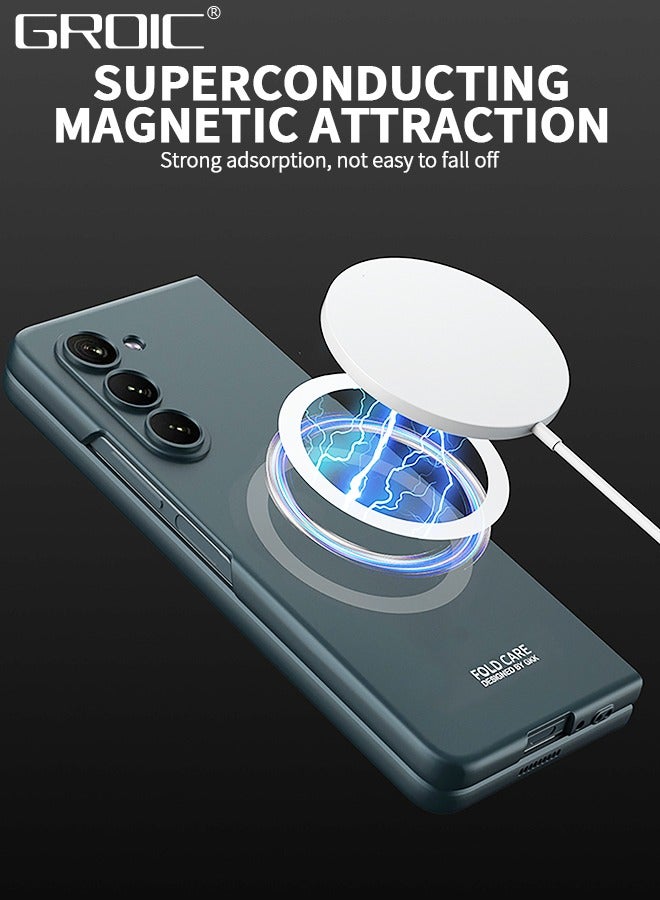 GROIC For Samsung Galaxy Z Fold 5 Case Hinge Coverage Protective Case with Screen Protector,PC Magnetic All-Inclusive Shockproof Cover for Samsung Galaxy Z Fold 5,Ultra-thin wireless charging Shell - Image 4