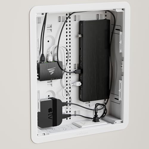 On-Q Legrand - OnQ Cable Management, In-Wall Media Box, Dual Purpose Structured Wiring Enclosure with Mounting Bracket, Home Networking Panel, 17 inch, White, ENP1705NAV1 - Image 4