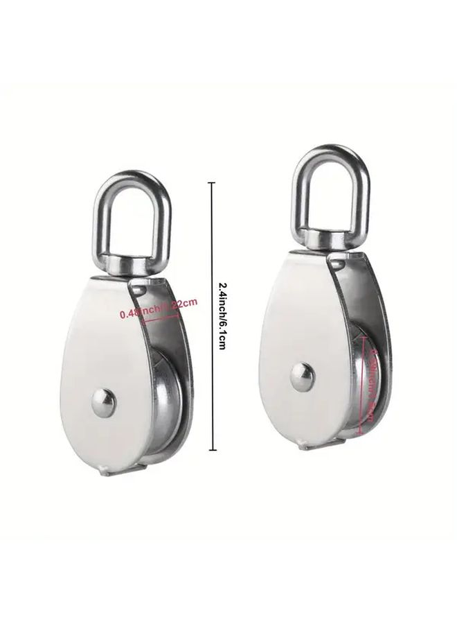 304 Stainless Steel M15 Single Wire Rope Pulley 2pcs Set Lightweight for Home Outdoor Construction Use - Image 3