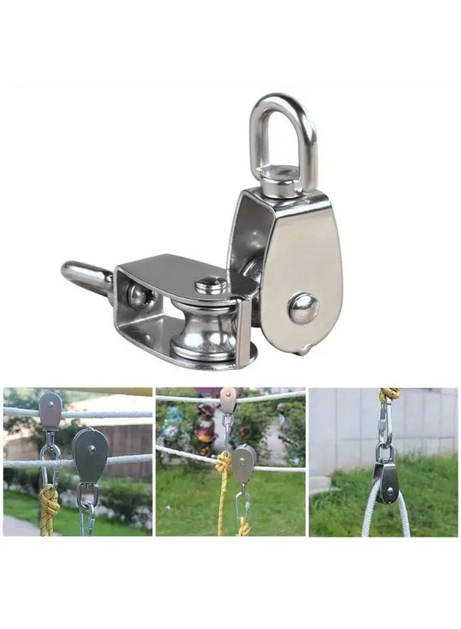 304 Stainless Steel M15 Single Wire Rope Pulley 2pcs Set Lightweight for Home Outdoor Construction Use - Image 2