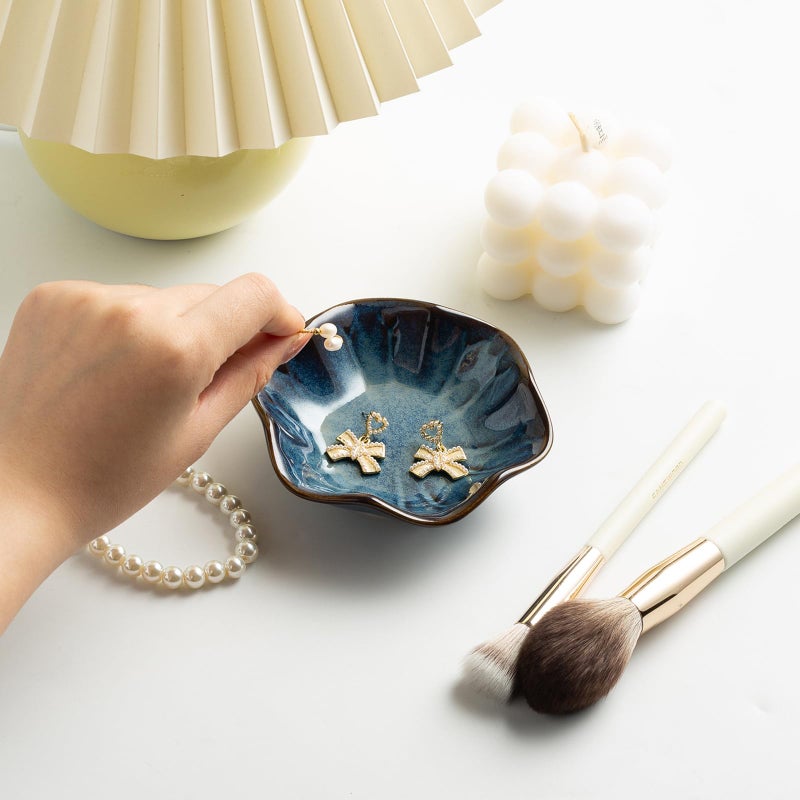 Mecaikru Ceramic Trinket Dish, Ring Tray, Decorative Jewelry Dish for Earrings Necklaces Watch Keys, for Women - Image 5