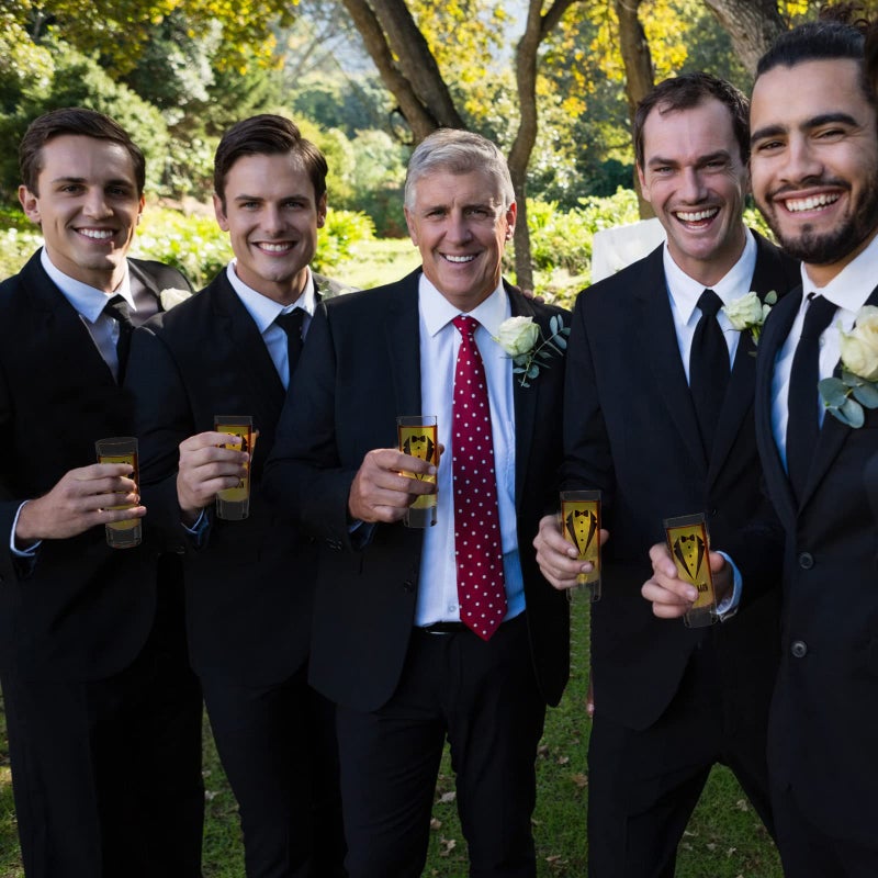 Rtteri 6 Pcs Wedding Shot Glasses Set 1 Best Man 5 Groomsmen Shot Glasses Wedding Party Favors Glasses Bachelor Party Favors Groomsman Gifts Bachelor Party Decorations for Proposal Men,2 oz - Image 5