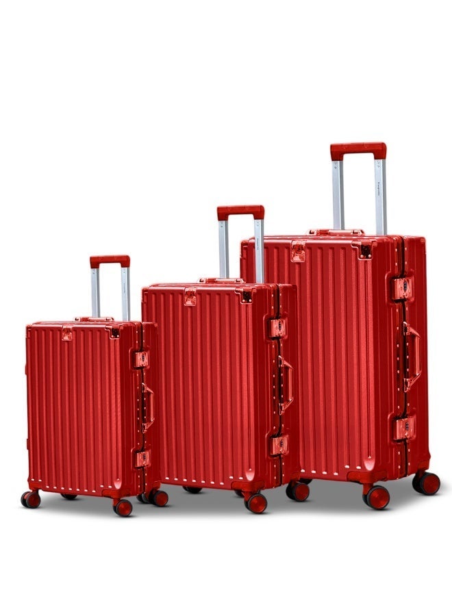 ZAAPPY Aluminum Frame 3-Piece Luggage Set (20/24/28 Inch) - with USB Port, Bottle & Phone Holder - Image 1