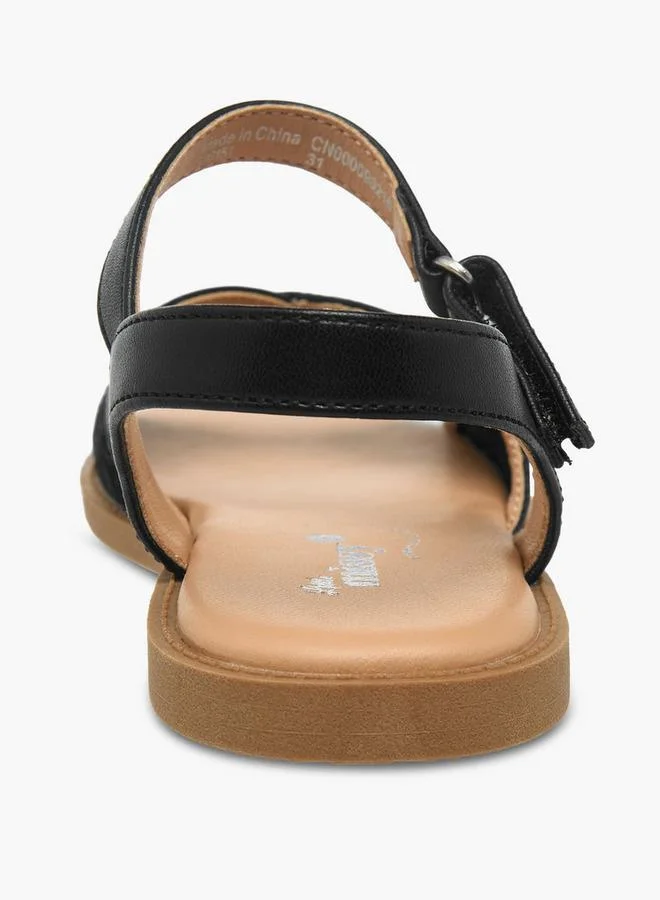 Little Missy BLACK Girls Lace Detail Hook & Loop Sandals for Women | Best Price UAE