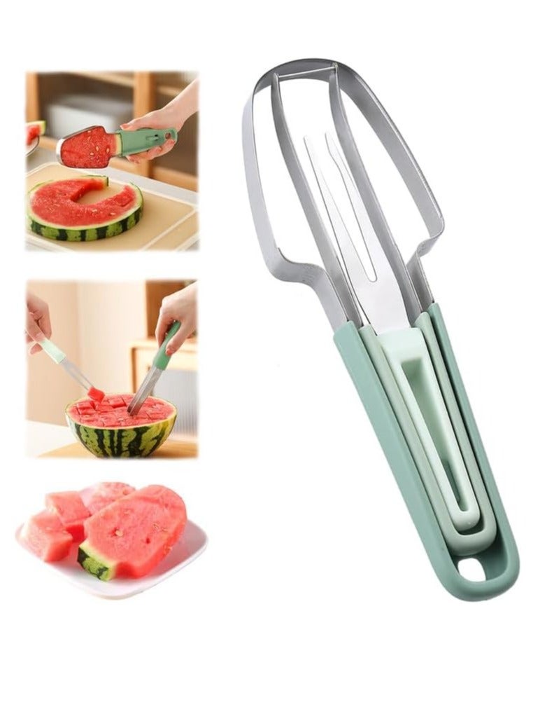 general Watermelon Cutter Slicer, 3-in-1 Watermelon Cutter Slicer Tool, Stainless Steel Watermelon Popsicle Cutter Watermelon Fork Slicer Cutter Melon Cutter Watermelon Knife Fruit Cutter - Image 1