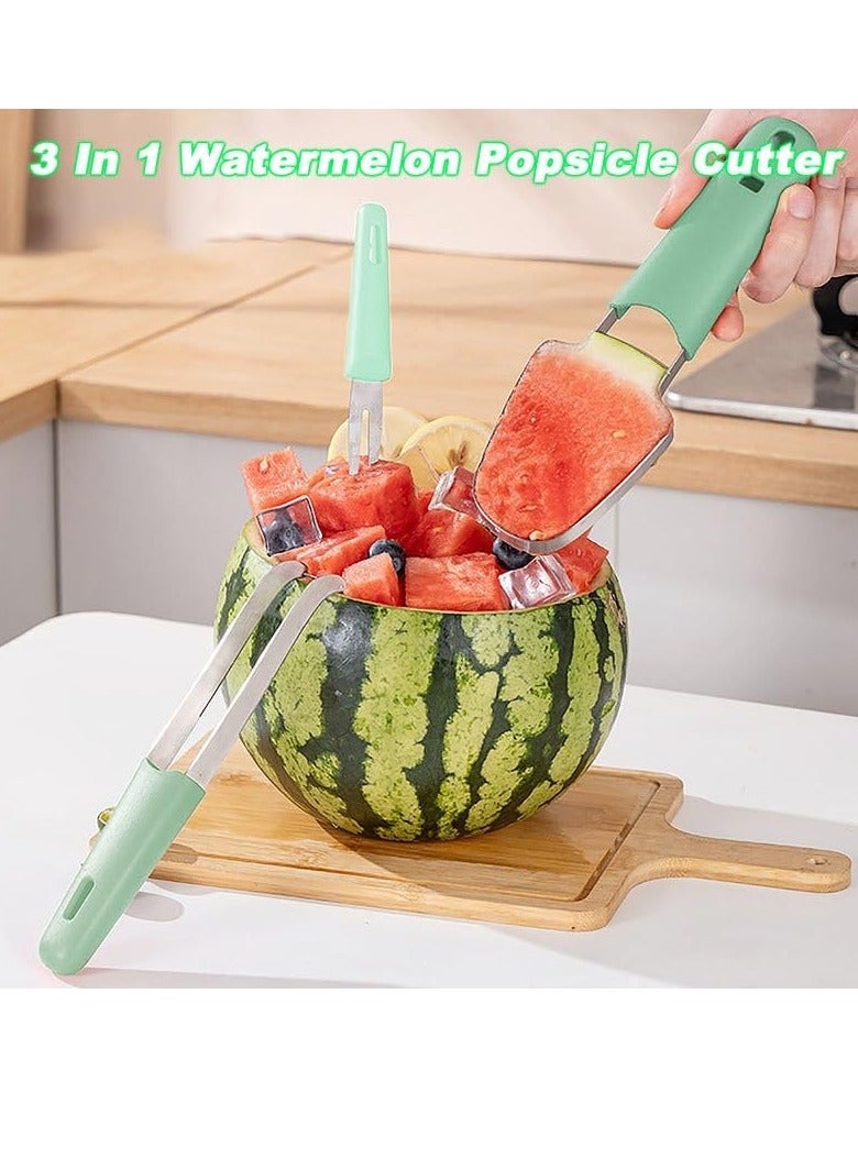 general Watermelon Cutter Slicer, 3-in-1 Watermelon Cutter Slicer Tool, Stainless Steel Watermelon Popsicle Cutter Watermelon Fork Slicer Cutter Melon Cutter Watermelon Knife Fruit Cutter - Image 2