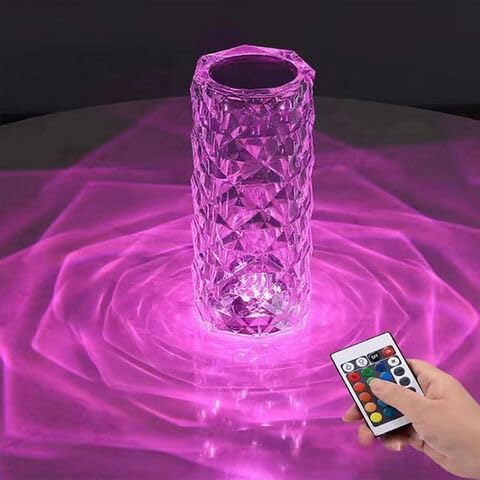 Zillion Global Rose Diamond LED Crystal Lamp 16 Colors Changing Remote and Touch Control Desk Lamp USB Rechargable Crystal Lamp for Bedroom and Living Room Decoration Multicolor Pack of 1 - Image 2