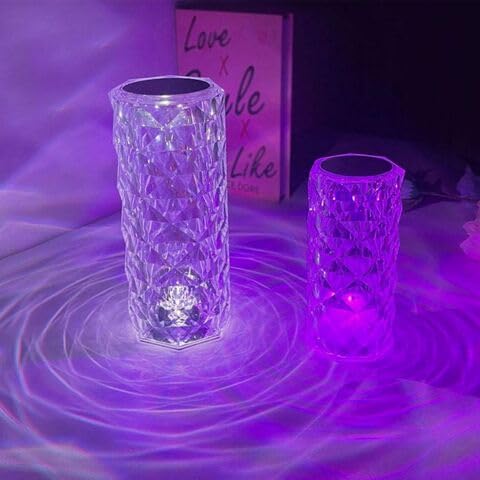 Zillion Global Rose Diamond LED Crystal Lamp 16 Colors Changing Remote and Touch Control Desk Lamp USB Rechargable Crystal Lamp for Bedroom and Living Room Decoration Multicolor Pack of 1 - Image 1