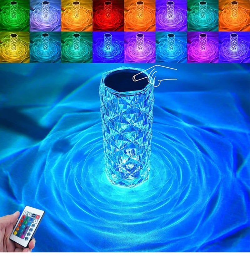 Zillion Global Rose Diamond LED Crystal Lamp 16 Colors Changing Remote and Touch Control Desk Lamp USB Rechargable Crystal Lamp for Bedroom and Living Room Decoration Multicolor Pack of 1 - Image 4
