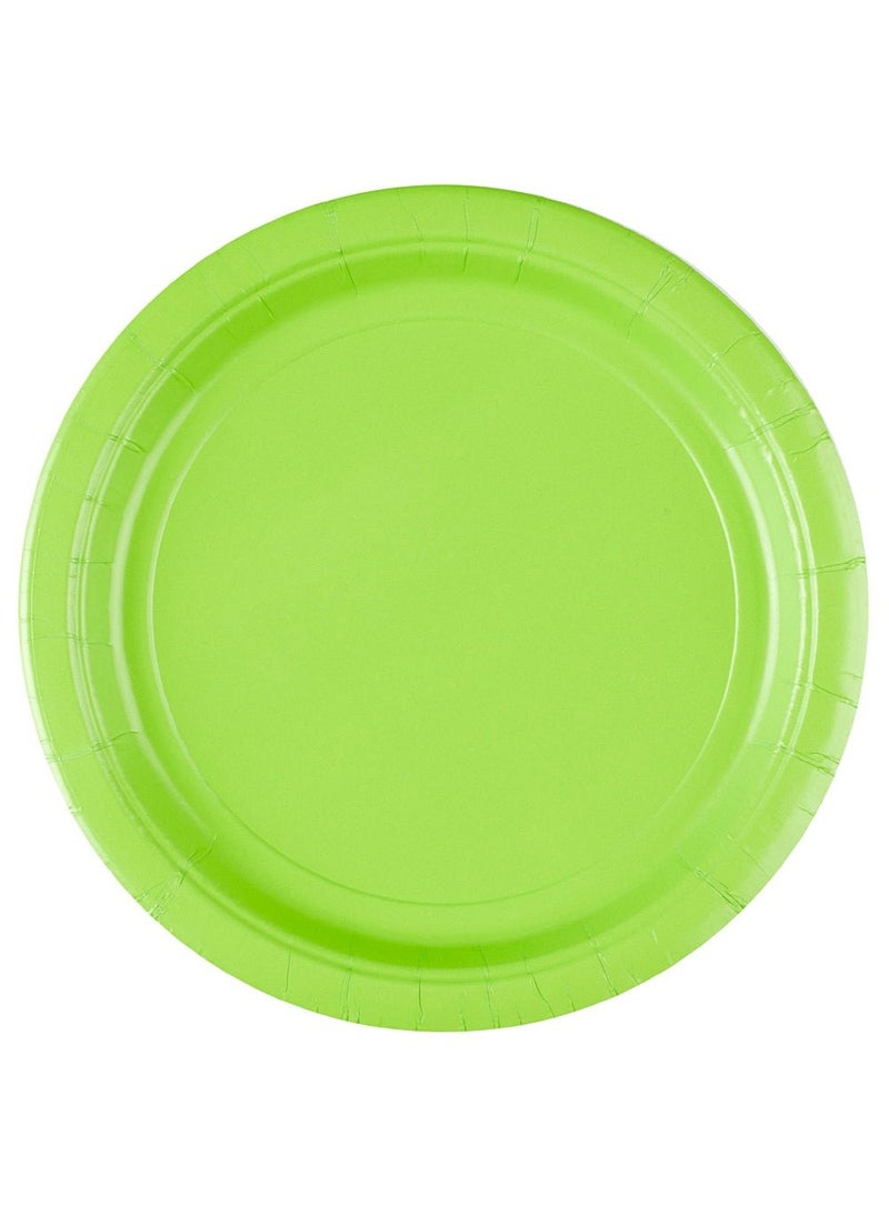 أطباق ورقية للاستخدام مرة واحدة، لون أخضر ليموني، عبوة من 8 قطع، مقاس 23 سم