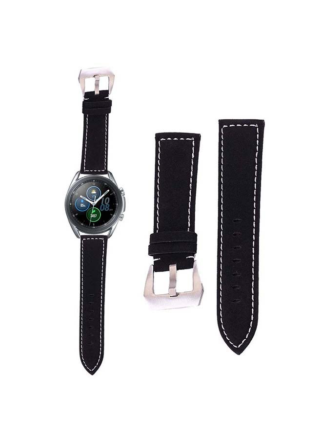 Perfii Genuine Leather Replacement Band for Samsung Galaxy Watch 3 45mm Black - Image 1