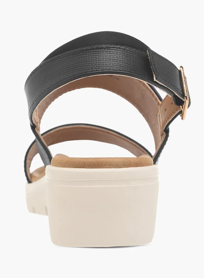 Le Confort Women Textured Strappy Sandals with Buckle Closure