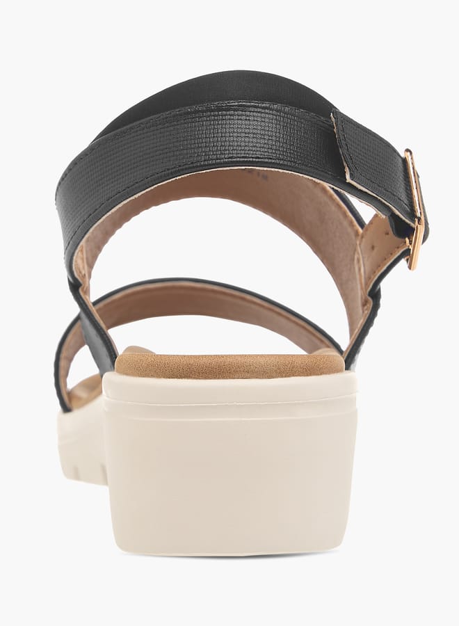 Le Confort Women Textured Strappy Sandals with Buckle Closure  - Image 4