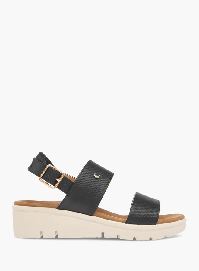 Le Confort Women Textured Strappy Sandals with Buckle Closure  - Image 2