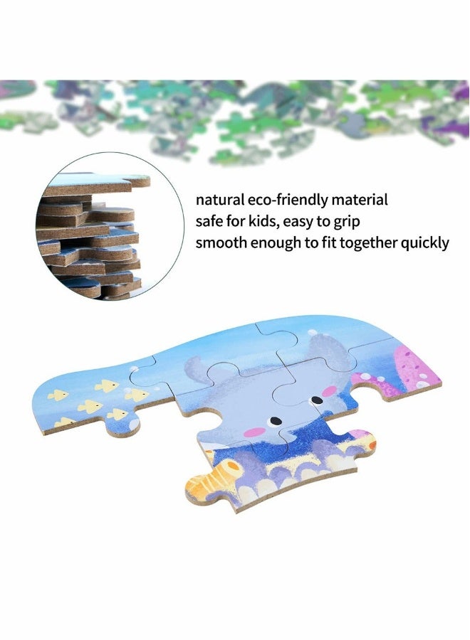 Sea Animal Puzzles for 3 4 5 6 Year Olds, 5-in-1 Jigsaw Puzzles with Iron Box for Storage, Puzzle Toys Gifts for Boys, Girls, Kids and Children (Sea Animal Puzzles) - Image 5