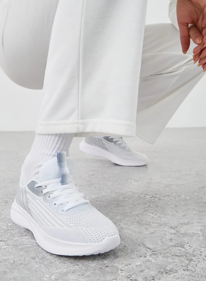 ستايلي Styli Textured Mesh Lace Up Sneakers