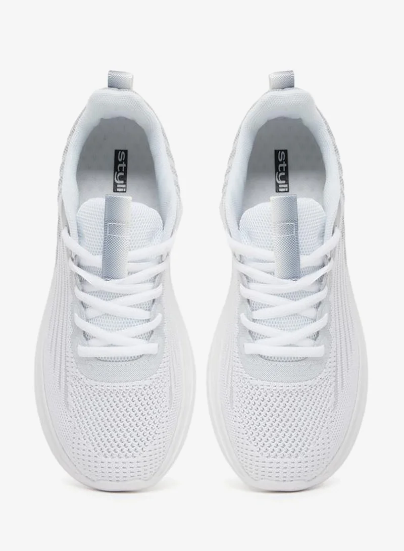 Styli Active Textured Mesh Lace Up Sneakers