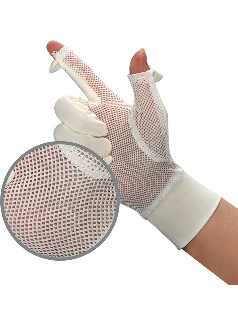 Ladies Sun Protection Fingerless Gloves, Summer Sun Protection Gloves, UPF 50+ UV Sun-Proof Glove, Mesh Silky Cooling Touchscreen Anti-Slip Mittens, Golf Cycling Gloves - Image 2