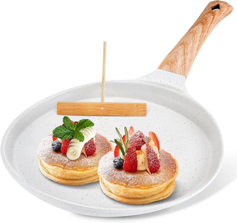 ALMEKAQUZ Crepe Pan11 inch Nonstick Dosa Tawa Pan,Ceramic Crepe Pan,Tortilla Pan for Pancake Omelette Steak Frying Egg with Ergonmic Handle,For All Stoves - Image 1
