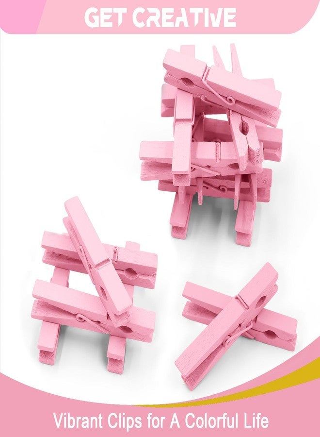 FeFu Pink Clothes Pins Wooden 100 Pack, Colored Clothespins for Craft Art Baby Shower Classroom 2.9 Inch - Image 5