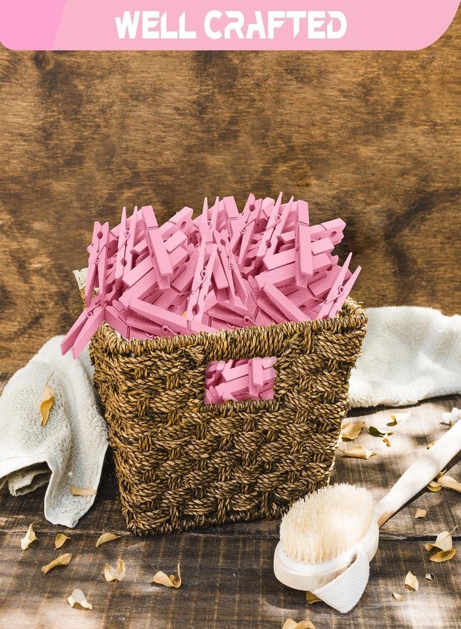 FeFu Pink Clothes Pins Wooden 100 Pack, Colored Clothespins for Craft Art Baby Shower Classroom 2.9 Inch - Image 4