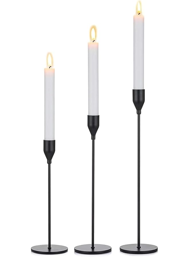 Arabest Taper Candle Holders Set Of 3 Gold Table Decorative Candlestick Holder For Wedding Dinning Party Fits 3 4 Inch Thick Candle And Led Candles Metal Candle Stand Black - Image 1