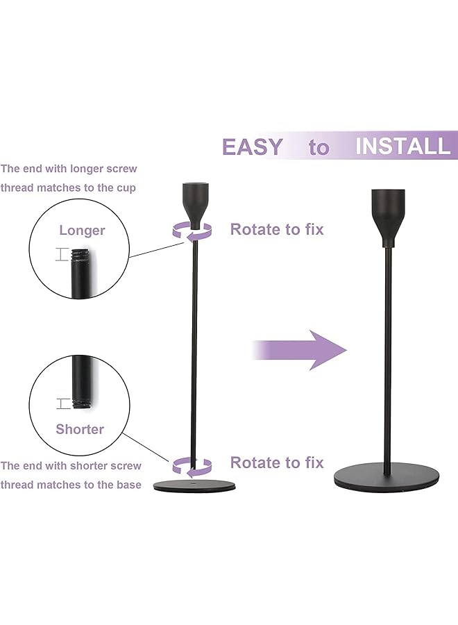 Arabest Taper Candle Holders Set Of 3 Gold Table Decorative Candlestick Holder For Wedding Dinning Party Fits 3 4 Inch Thick Candle And Led Candles Metal Candle Stand Black - Image 4