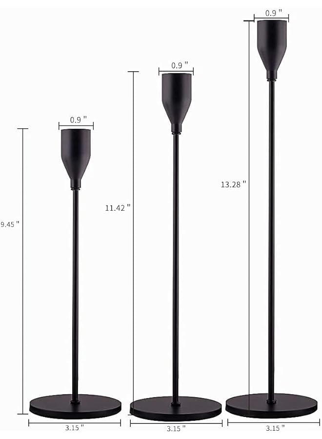 Arabest Taper Candle Holders Set Of 3 Gold Table Decorative Candlestick Holder For Wedding Dinning Party Fits 3 4 Inch Thick Candle And Led Candles Metal Candle Stand Black - Image 2