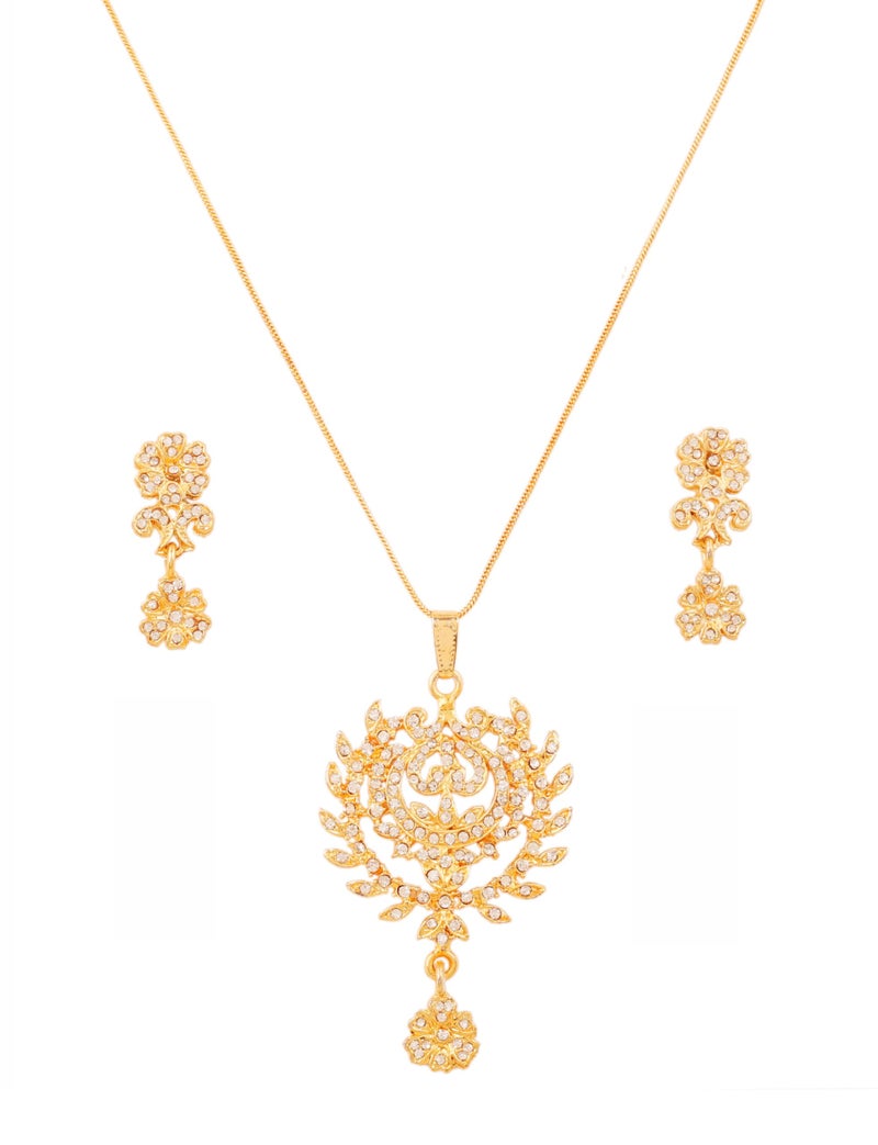 Touchstone Indian bollywood contemporary fashion designer jewelry splendid pendant set in gold tone for women. - Image 1