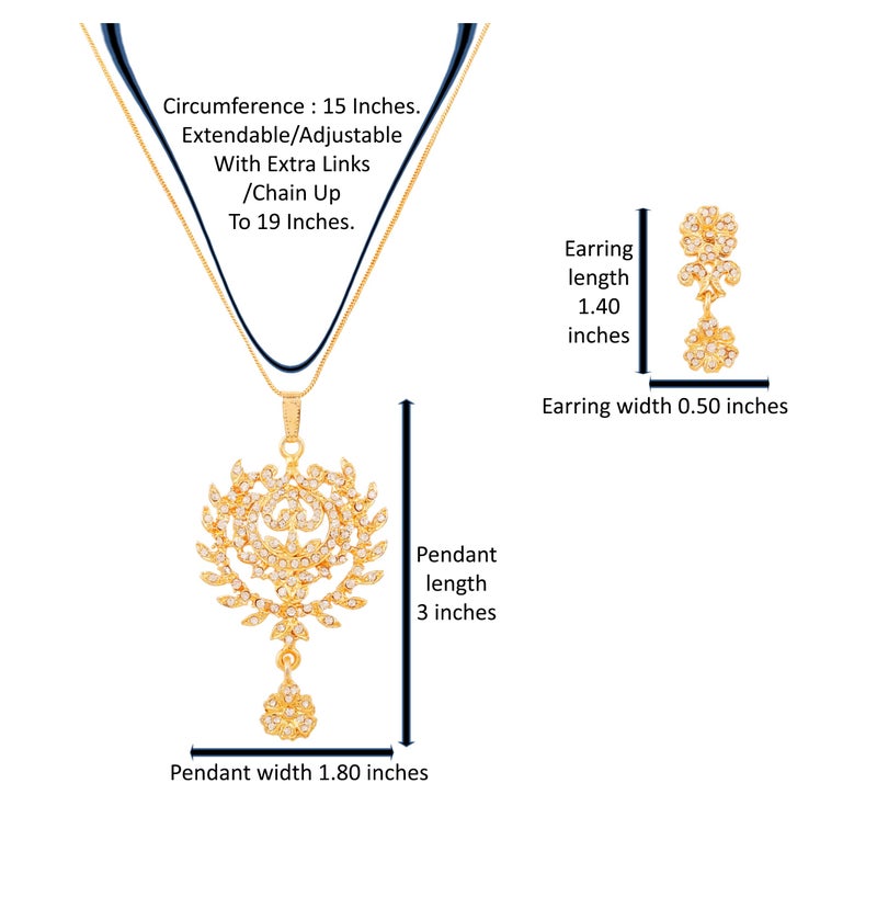 Touchstone Indian bollywood contemporary fashion designer jewelry splendid pendant set in gold tone for women. - Image 5
