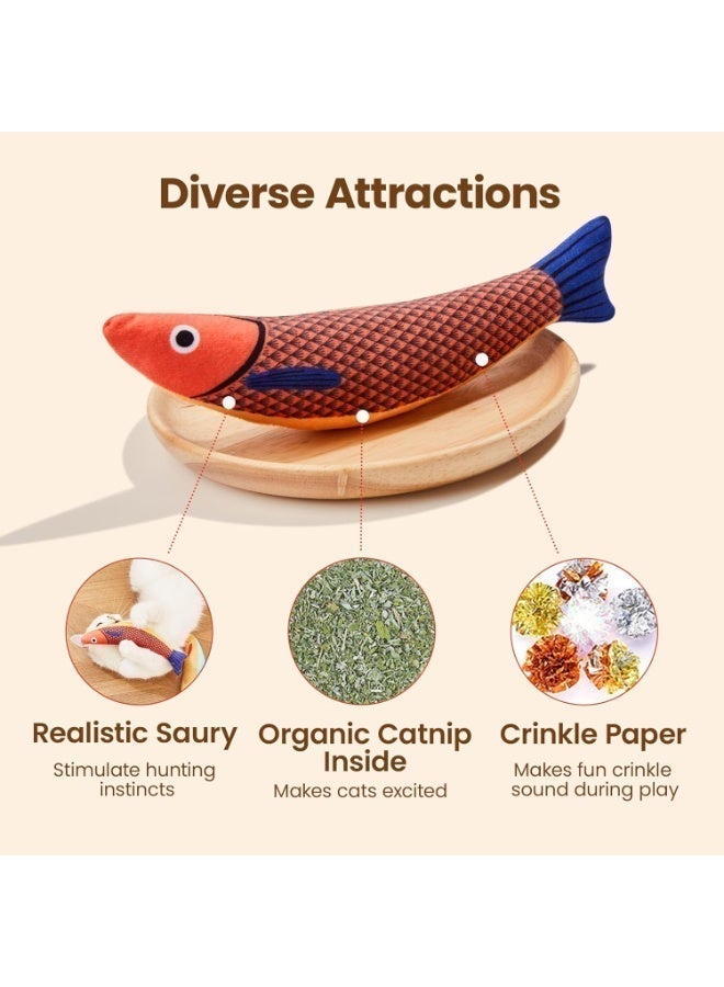 Cat Toys Saury Fish, 3 Pack Catnip Crinkle Sound Toys Soft and Durable, Interactive Cat Kicker Toys for Indoor Cats, Promotes Kitten Exercise, Simulated fish cat toy plush toy catnip cat toy burlap durable chewable pet supplies - Image 4