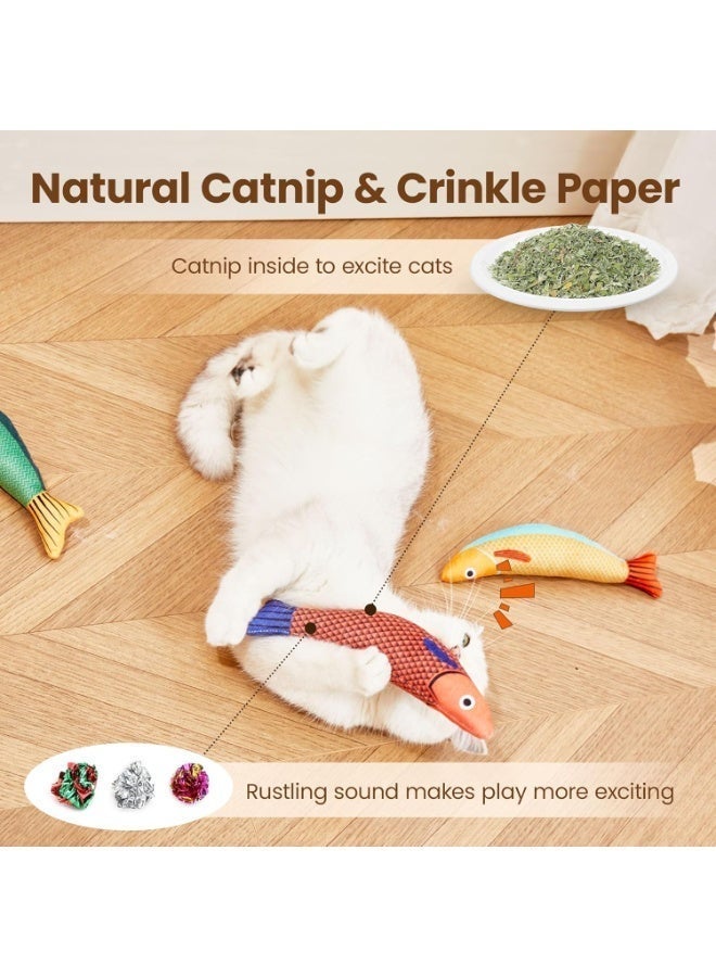 Cat Toys Saury Fish, 3 Pack Catnip Crinkle Sound Toys Soft and Durable, Interactive Cat Kicker Toys for Indoor Cats, Promotes Kitten Exercise, Simulated fish cat toy plush toy catnip cat toy burlap durable chewable pet supplies - Image 5