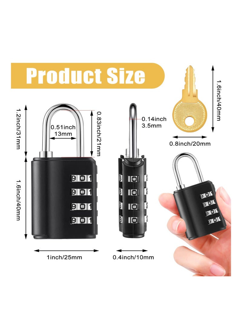 Generic 4 Pcs Combination Padlock, 4 Digit Resettable Security Padlock with Keys, for School Sports Gym or Sports Locker, Fence, Toolbox, Case, Hasp Storage and Employee Locker  - Image 2