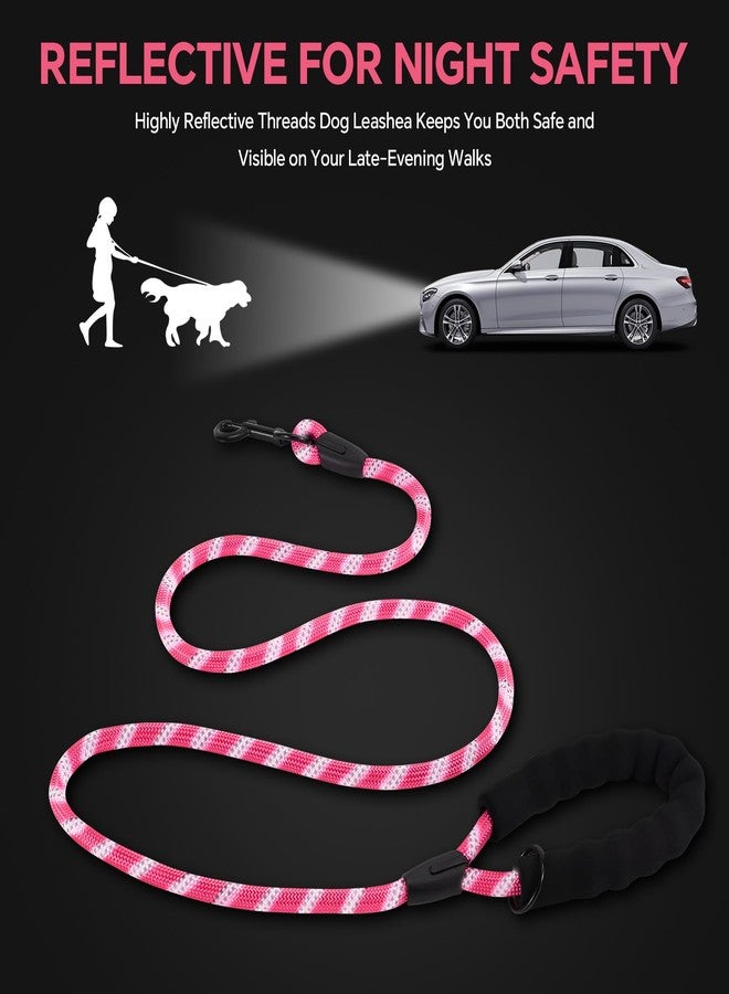 Glohoop Heavy Duty Dog Leash - 4.9 FT for Large and Small Dogs - Strong Nylon, Comfortable Handle, Reflective Stitching - Ideal for Walking, Training, and Outdoor Activities, Pink - Image 3