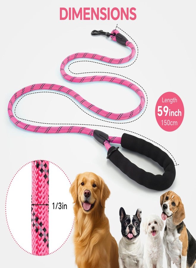 Glohoop Heavy Duty Dog Leash - 4.9 FT for Large and Small Dogs - Strong Nylon, Comfortable Handle, Reflective Stitching - Ideal for Walking, Training, and Outdoor Activities, Pink - Image 4