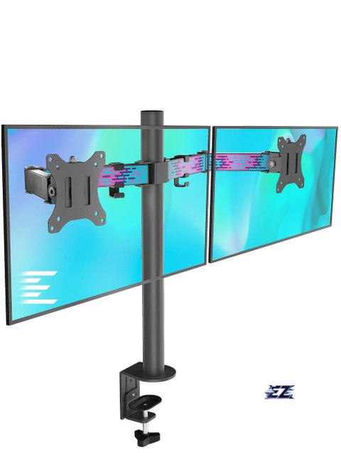 Dual Monitor Stand- Fully Adjustable Monitor Arm Desk Mount Heavy Duty Fit 2/Two LCD Screens up to 27 Inch, Dynamic Water Drop