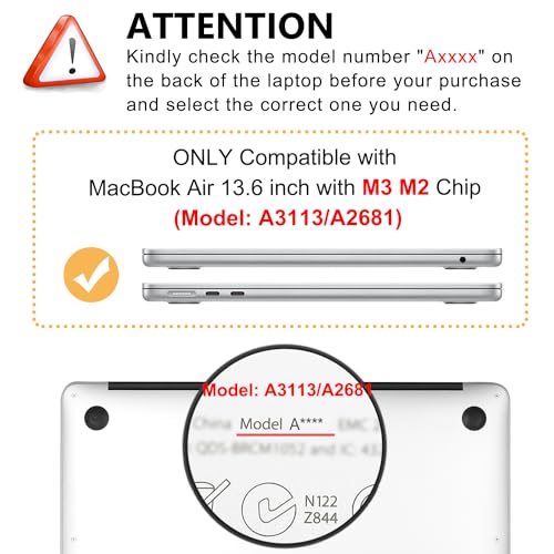 iDonzon Case for MacBook Air 13.6 inch M3 A3113 M2 A2681 2024 2023 2022 Release with Liquid Retina Display Touch ID, 3D Effect Matte Clear See Through Hard Cover&Keyboard Cover, Field Flowers - Image 2